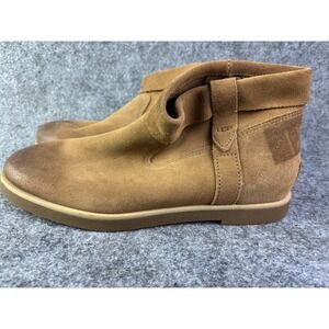 UGG Ankle Boots Women 8 Chestnut Brown Suede Fold Over Cuff Side Zip 1130525